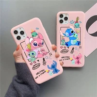 cute lovely stitch angel and scrump phone case for iphone 13 12 11 pro max mini xs 8 7 6 6s plus x se 2020 xr matte candy pink