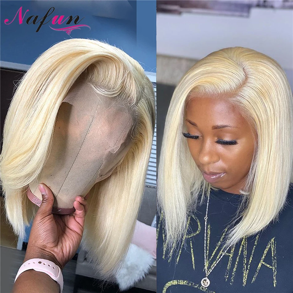 

180% Blonde 613 Bob Wig Transparent Straight 13x4 Lace Front Wig Brazilian Remy Human Hair Wigs For Women Pre Plucked