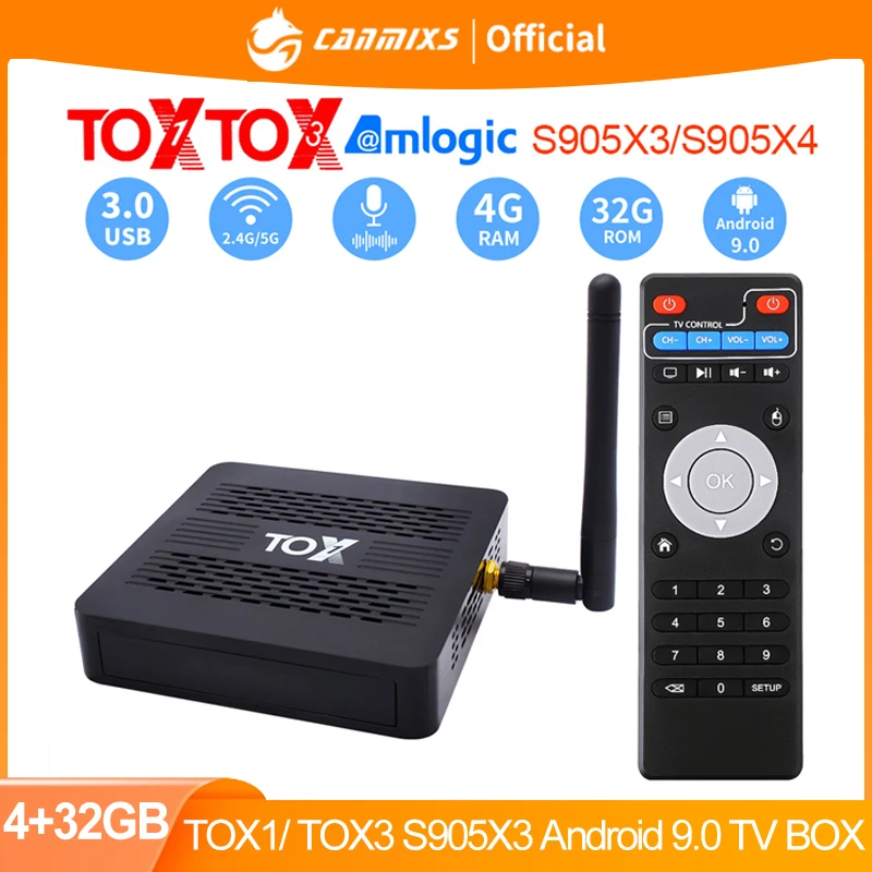 

CanMixs TOX1 Amlogic S905X3 Android 9.0 TV Box TOX3 4GB 32GB Set top box 2.4G 5G WiFi Bluetooth 1000M 4K TVBOX 2021 New