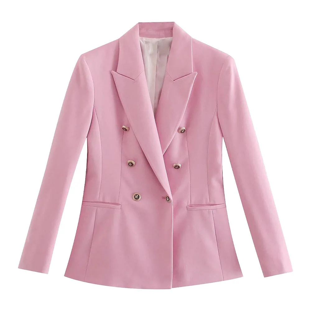 

2022 spring new women's jacket European and American style temperament lapel double-breasted suit blazer