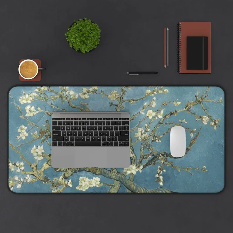 

Van Gogh Print Almond Blossom Large Mousepad, Large Desk Mat, Work From Home, Gaming Mouse Pad, Unique Mouse Pad