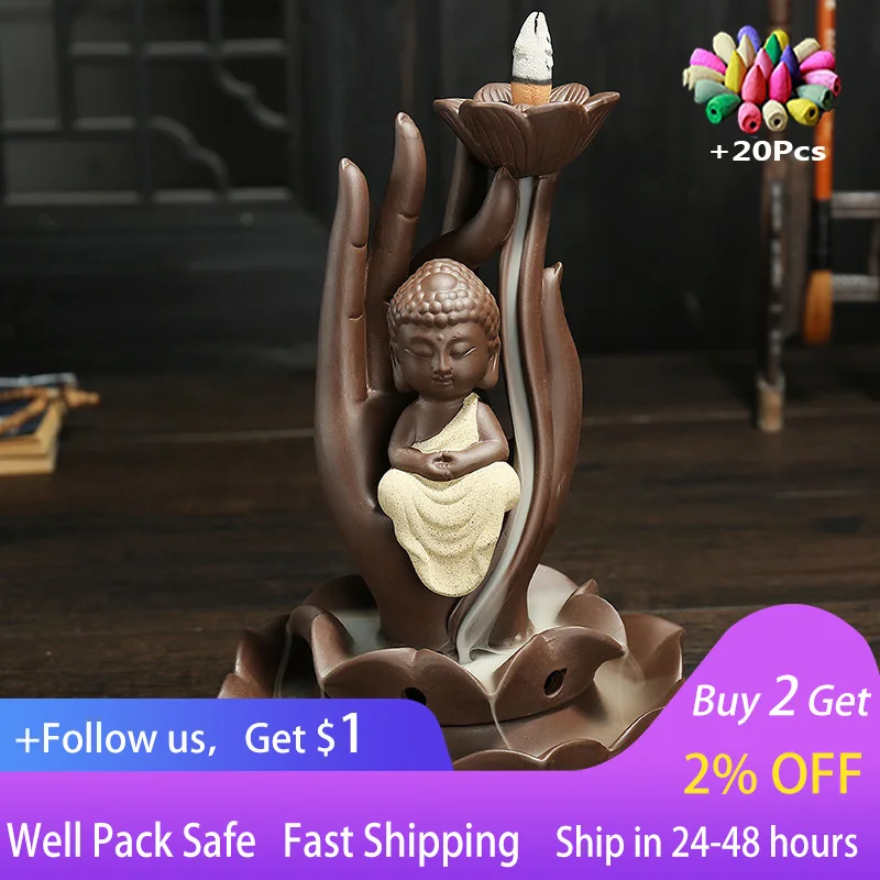 

Creative Purple Sand Backflow Aromatherapy Stove Home Decoration Lotus Bergamot Incense Stove Western Sansheng Backflow Aromathe