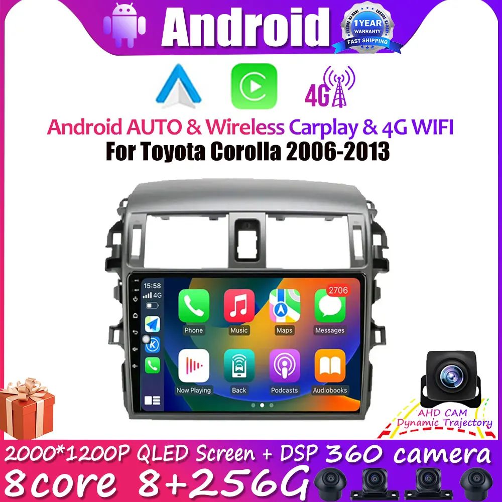 Автомобильный радиоприемник 9 &quotAndroid 14 беспроводной автомобильный для Toyota Corolla