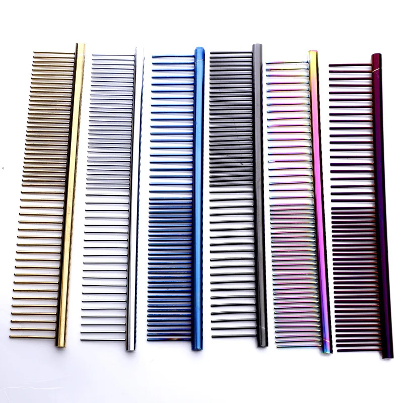 

Pet Steel Grooming Tool Poodle Finishing Butter Comb Professional Grade Pet Grooming Comb with Rounded Teeth For safe Grooming