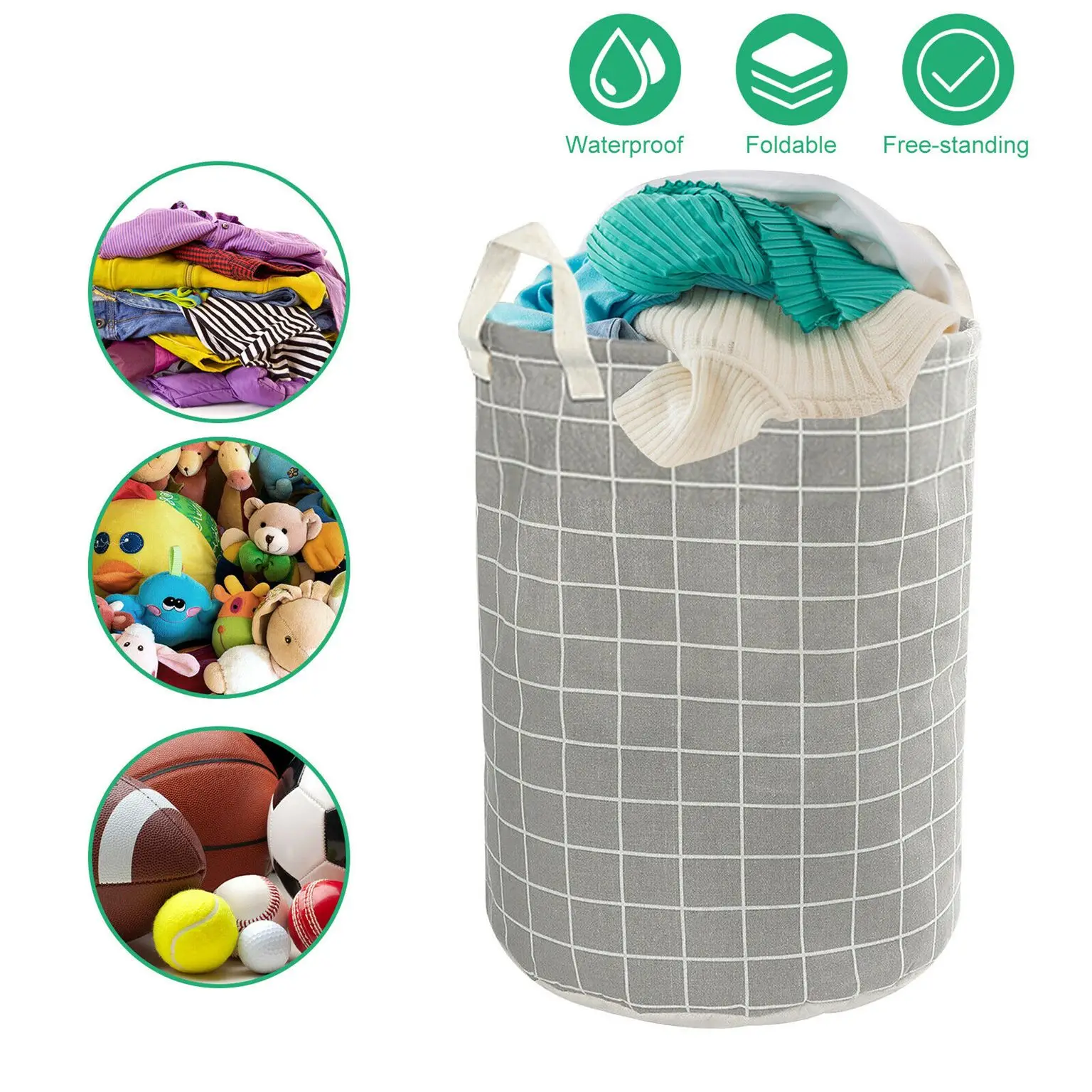 Canvas Waterproof Laundry Organizer Foldable Basket Large Capacity Laundry Hamper Dirty Clothes Storage Bag Toy Home Storage Bin