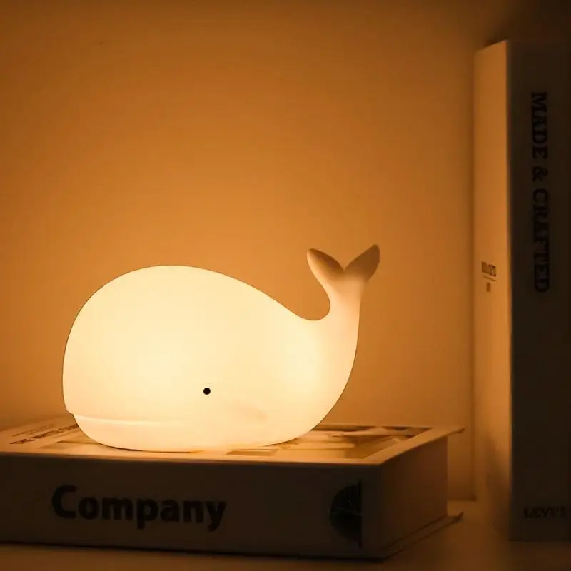 2023 New Led Children's Night Lamp Whale Lamp 7 Colors Usb Rechargeable Silicone Table Lamp Bedside Lamp Children's Baby Gift