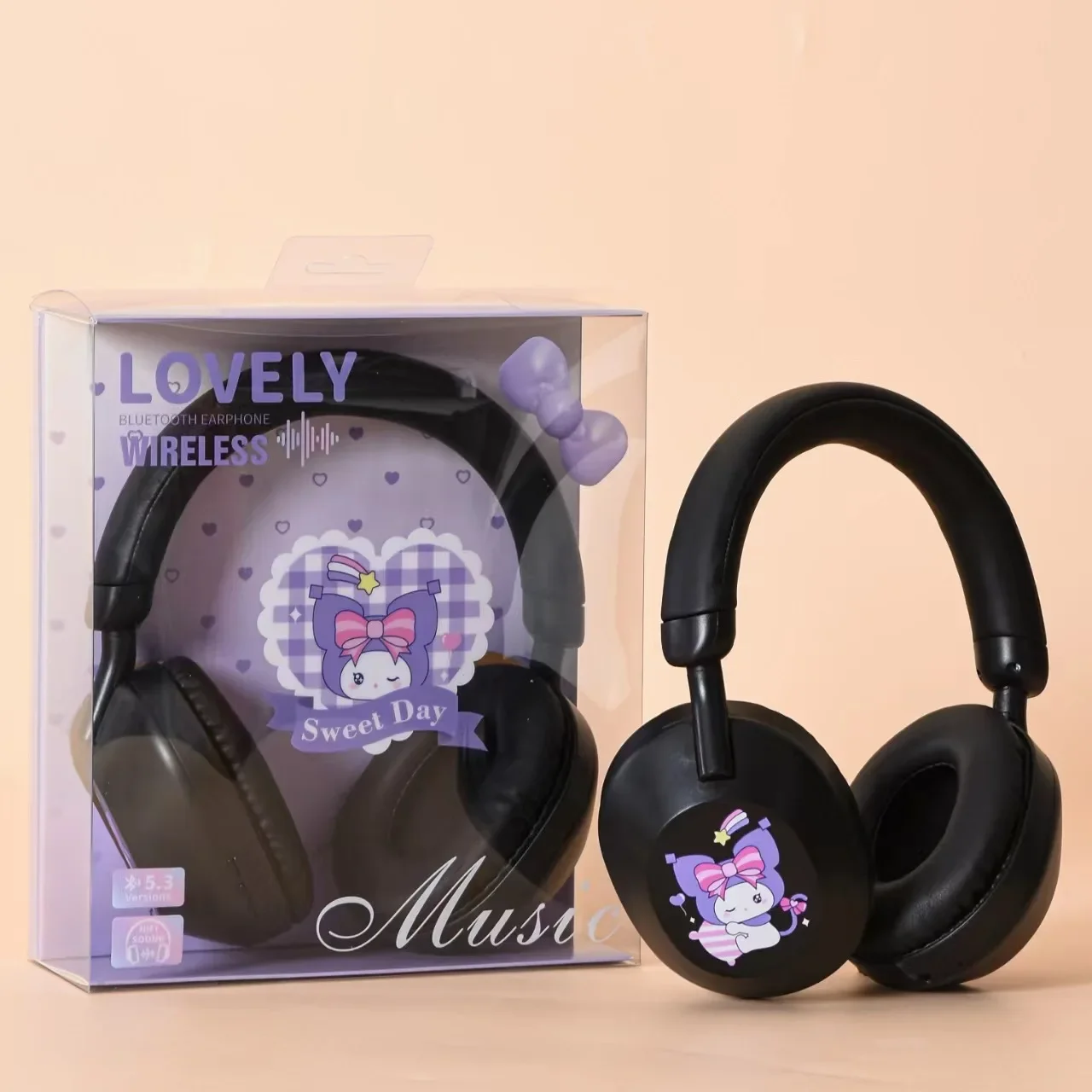 Наушники Hello Kitty Kuromi Мультяшные Bluetooth Sanrio Беспроводные спортивные наушники