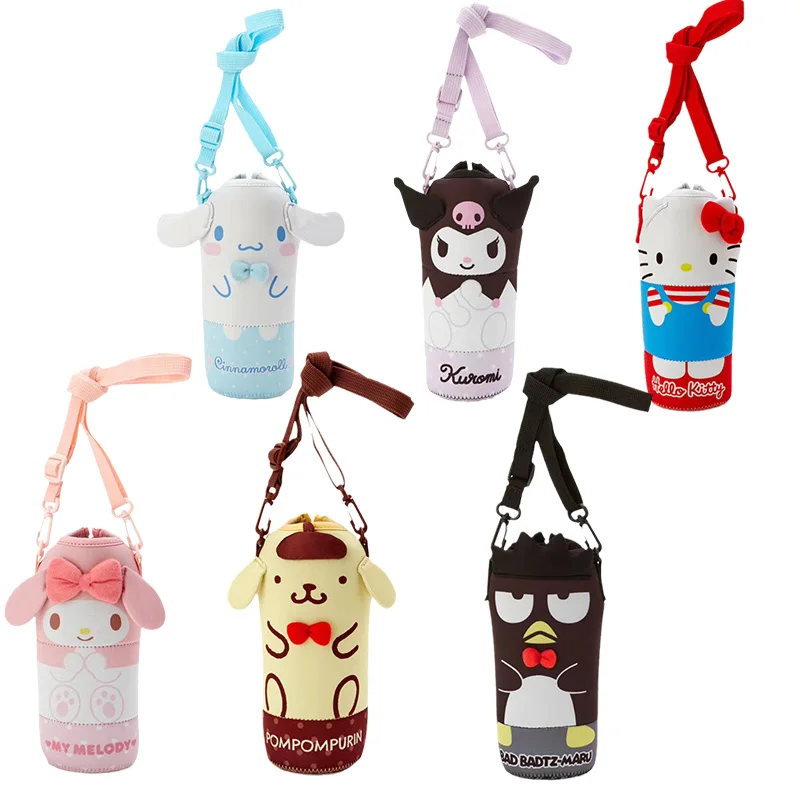 

Kawaii Cartoon Sanrioed Water Bottle Bag Cute Cinnamoroll MyMelody Kuromi Kitty Water Cup Cover Outdoor Travel Portable Gift
