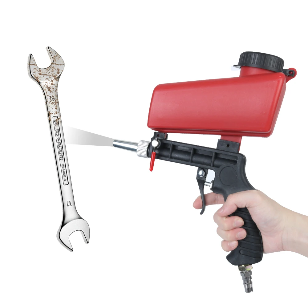 Portable Gravity Sand Blaster Sandblasting Gun 90psi Handheld Pneumatic Blasting Gun Set Adjustable Small Sand Blasting Machine