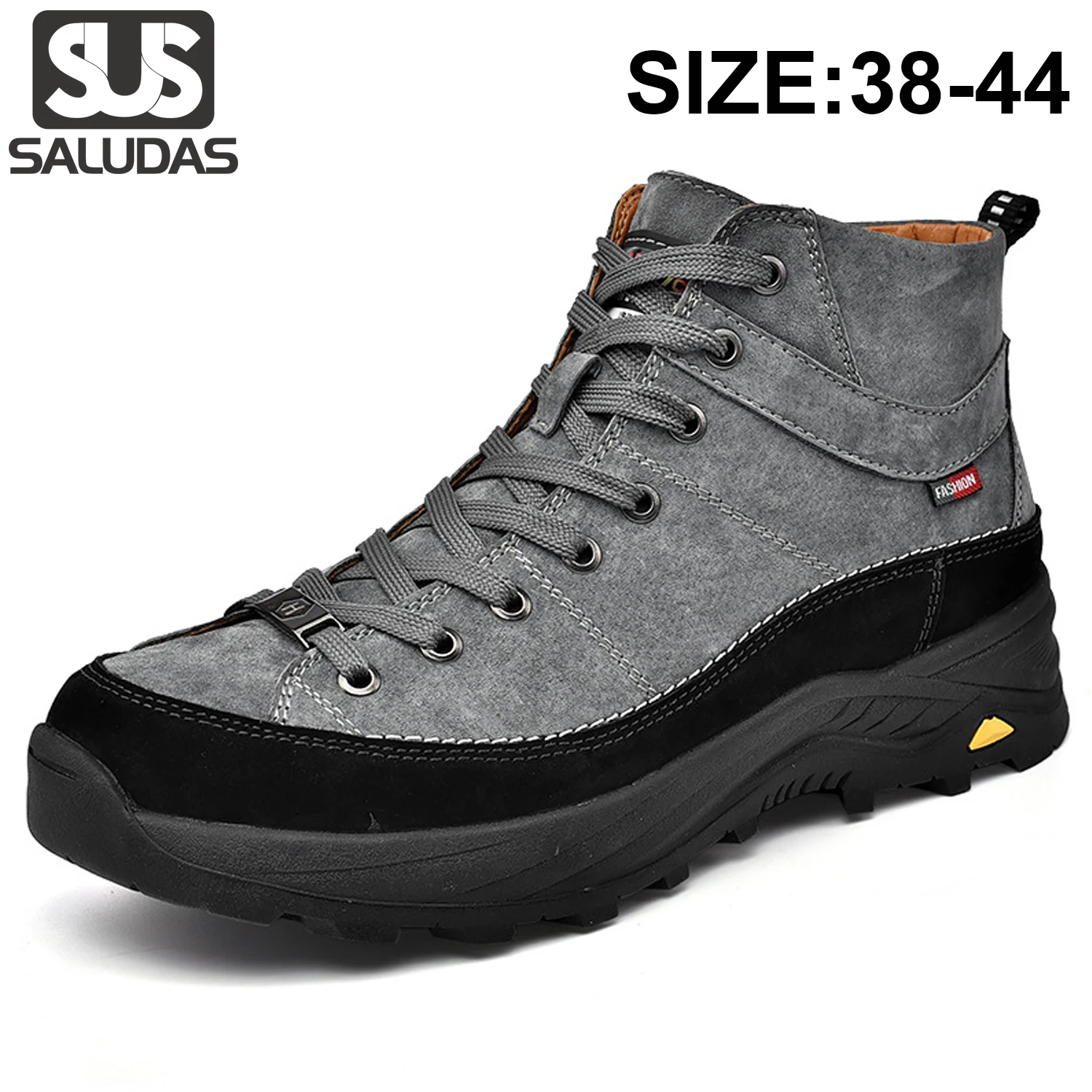 SALUDAS Men Leather Boots Outdoor Camping Travel Hiking Shoes Waterproof Winter Boots Fashion Luxury Casual Sneakers Male