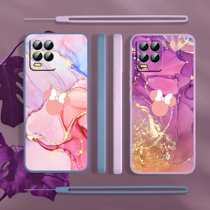 

Disney new colorful luxury For Realme GT Neo2 Master Narzo 50i 50A C21Y C17 C11 C2 XT X2 X7 Pro Liquid Rope Phone Case