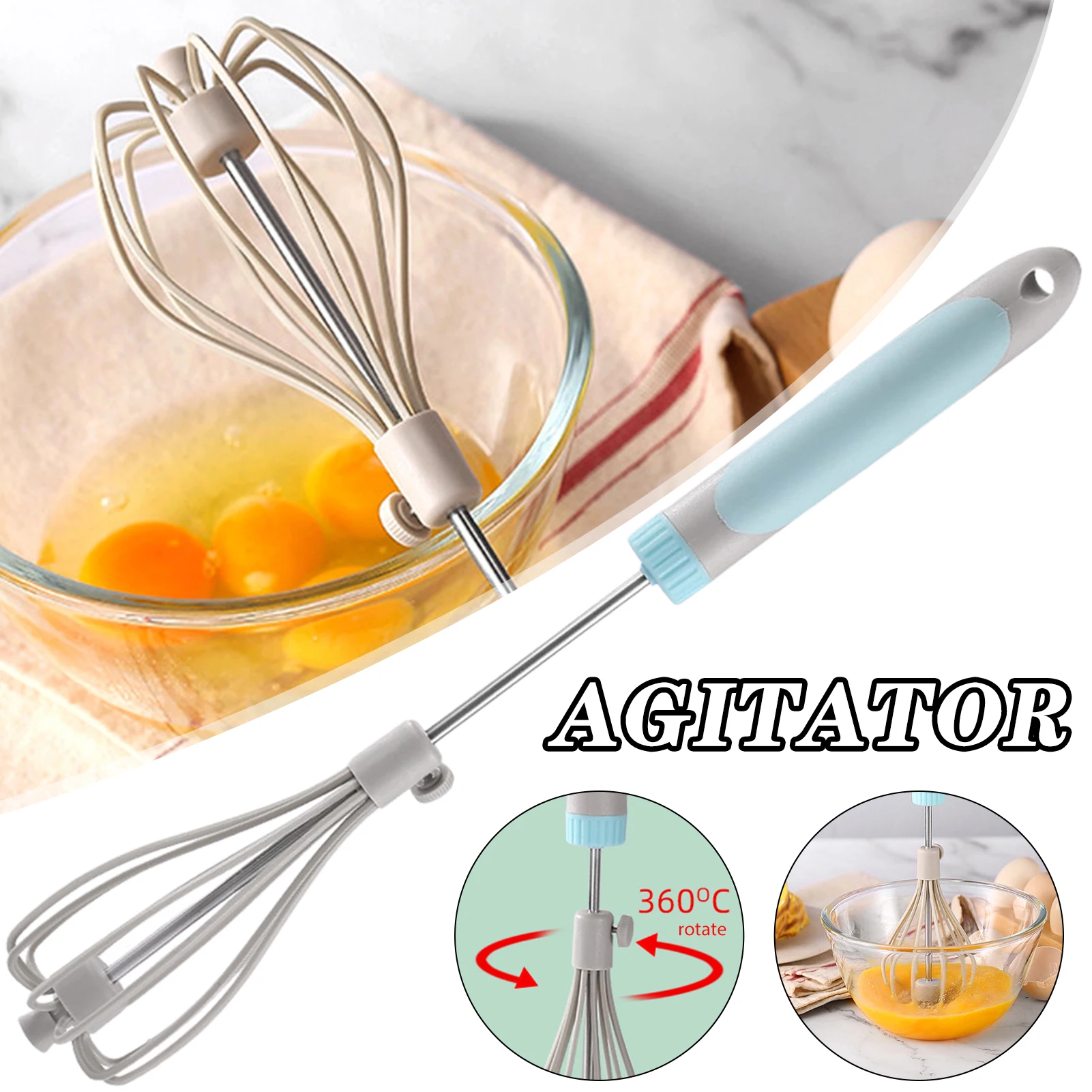 

Adjustable Egg Beater Semi-Automatic Rotary Egg Whisk Manual Blender for Home Easy Operation Kitchen Gadget Home Accessories