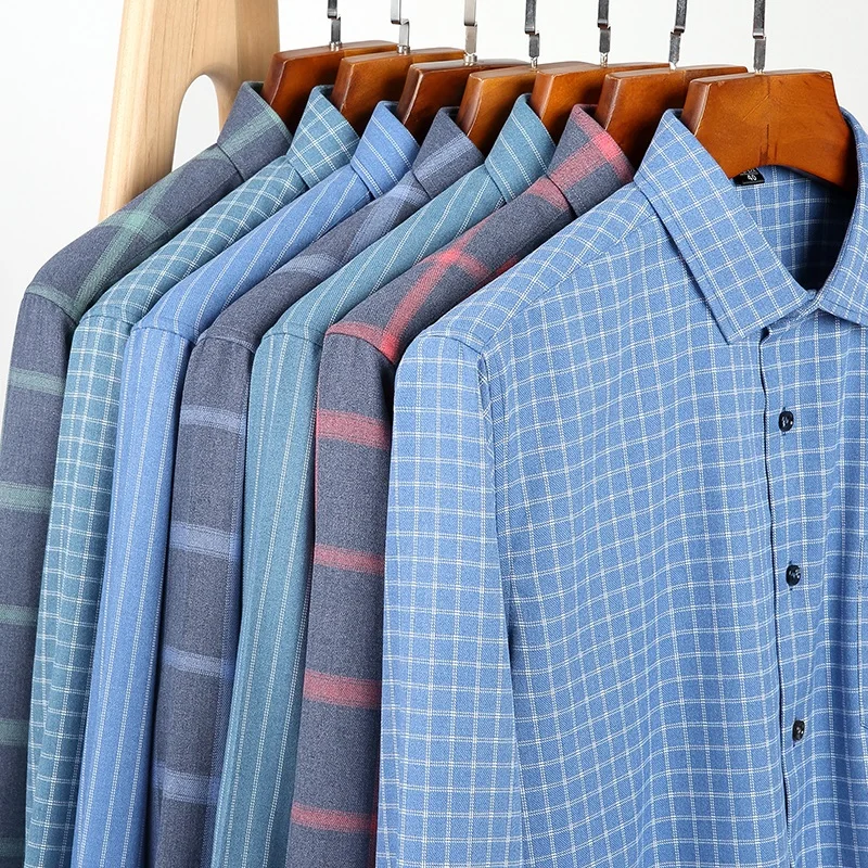 2022 New Long Sleeve Men's Plaid Casual Shirt New Hot Fashion Comfortable Soft Fashion Regular Fit Brushed Checked Shirt