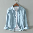 Мужская одежда, новинка осень-зима 2022, стильная японская Молодежная рубашка, мужская повседневная хлопковая джинсовая рубашка с длинными рукавами, куртка