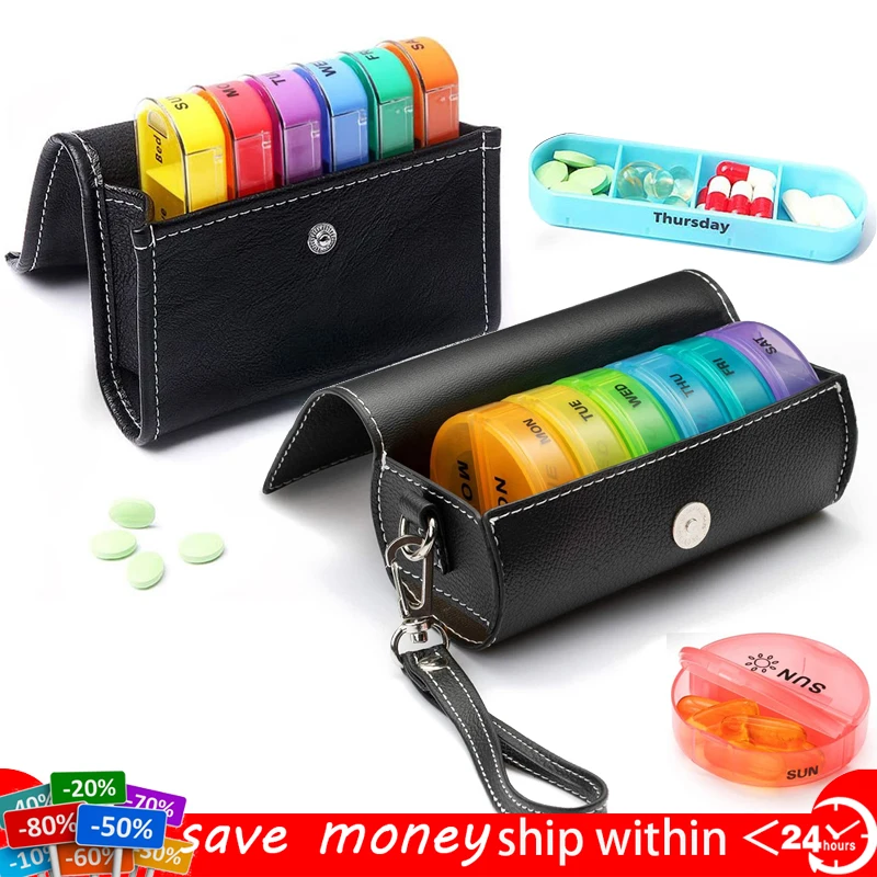 

7 Days Daily Pill Box for Medicine Holder Drug Case Tablet Container Waterproof Secret Compartments Weekly Pill Organizer
