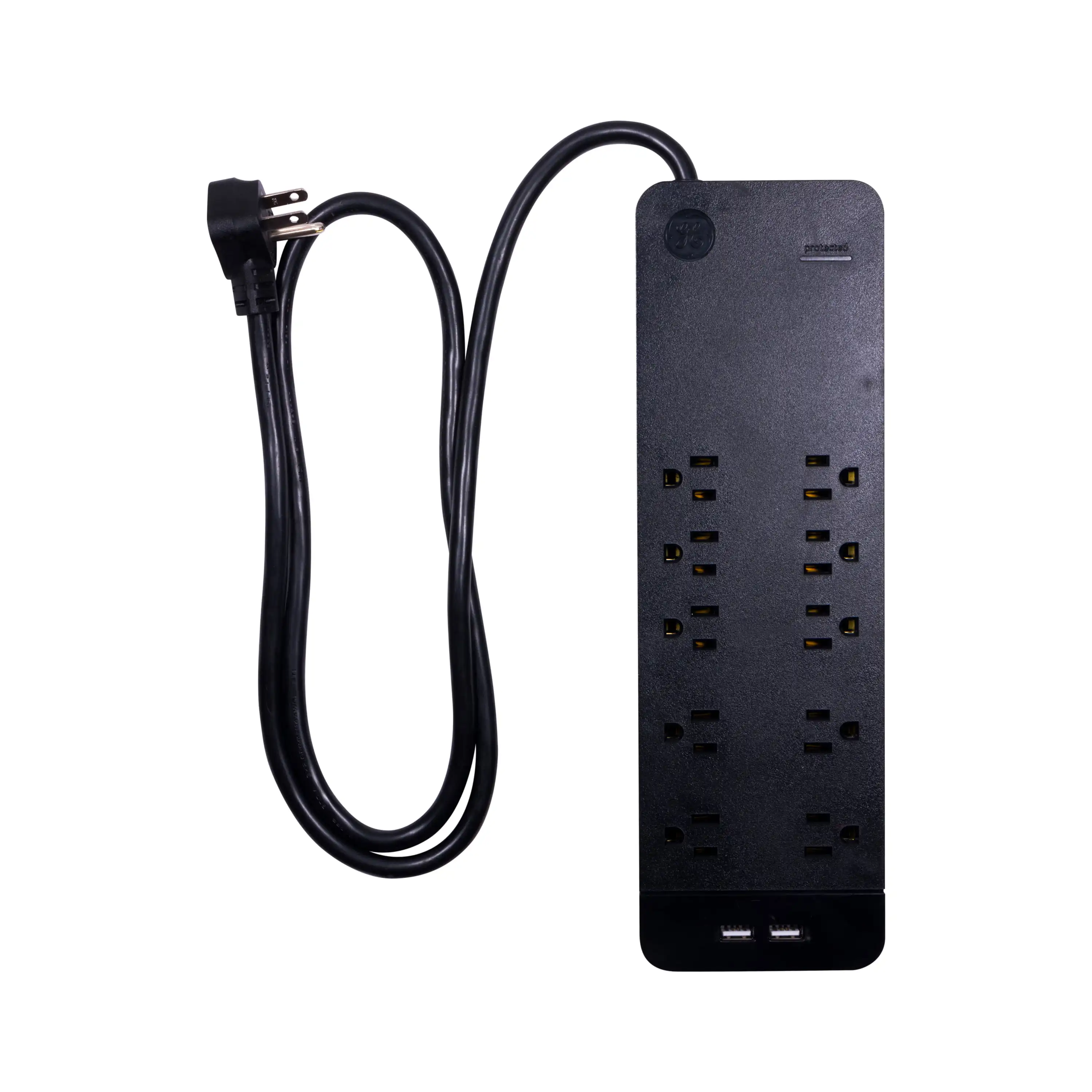 

10 Outlet 2 USB Surge Protector, 4 ft Extension Cord, Black