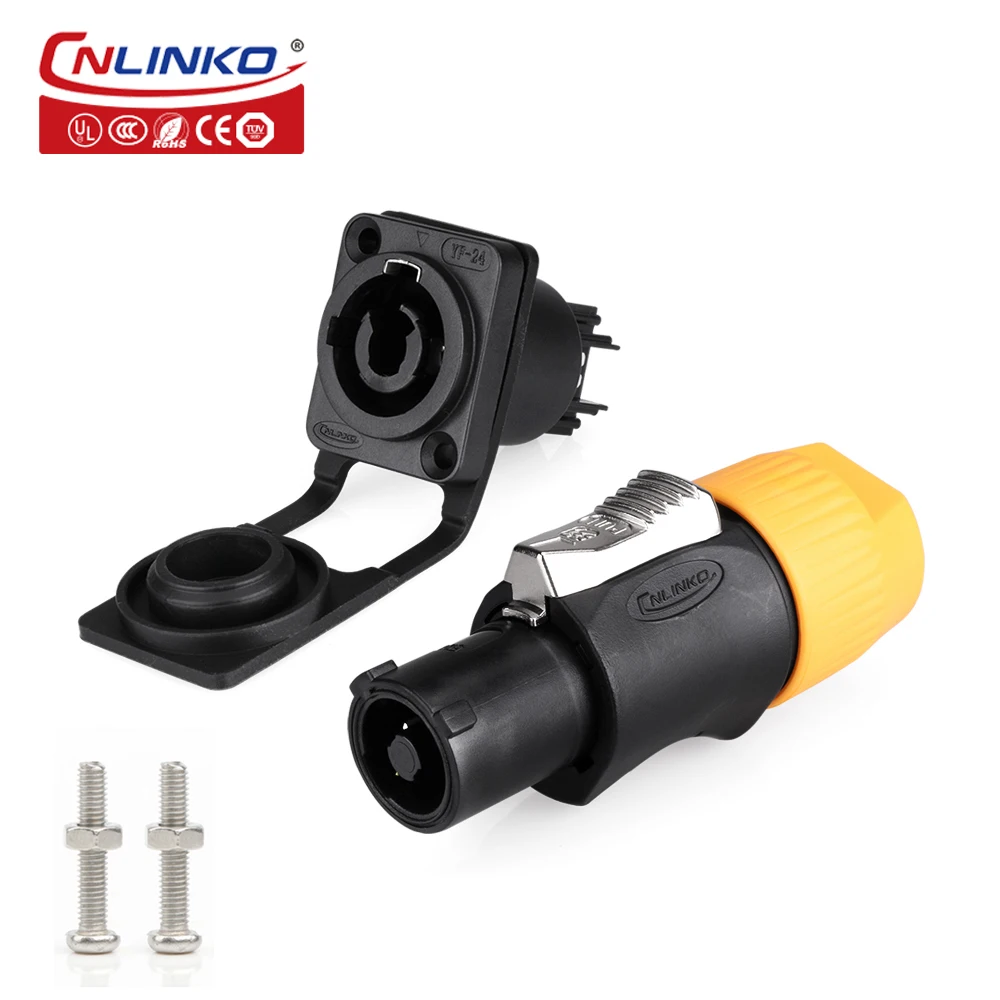 

Cnlinko M24 Quick Lock 3 Pin 20A Waterproof IP65 Solder Powercon Adapter Panel Cable Connector For Screen Display Medical Audio