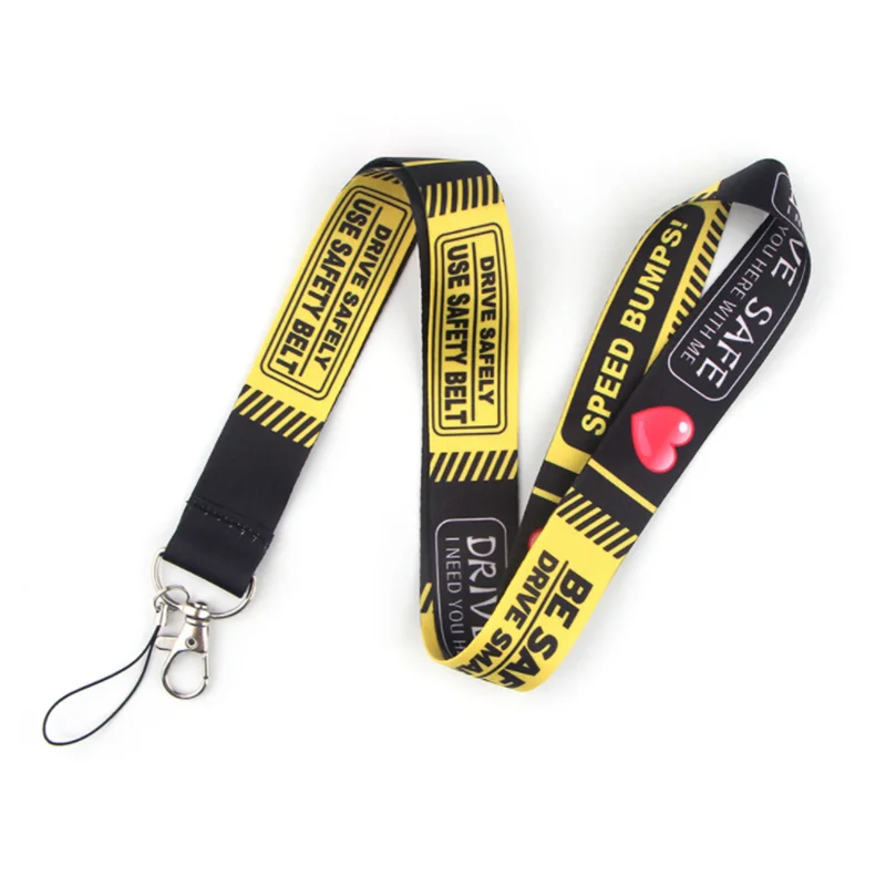 

Safe Driving Caution Neck Strap Lanyards ID badge card holder keychain Mobile Phone Strap Gift Ribbon webbing necklace Men Women