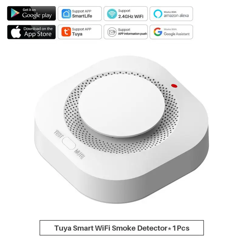 

WiFi Smoke Sensor Alarm Fire Protection Tuya Smoke Detector Fire Alarm Home Security System Combination APP Message Push