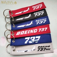 mifavipa embroidery boeing 737 keychain phone strap black red aviation key chains for pilot gifts men flight crew luggage tags