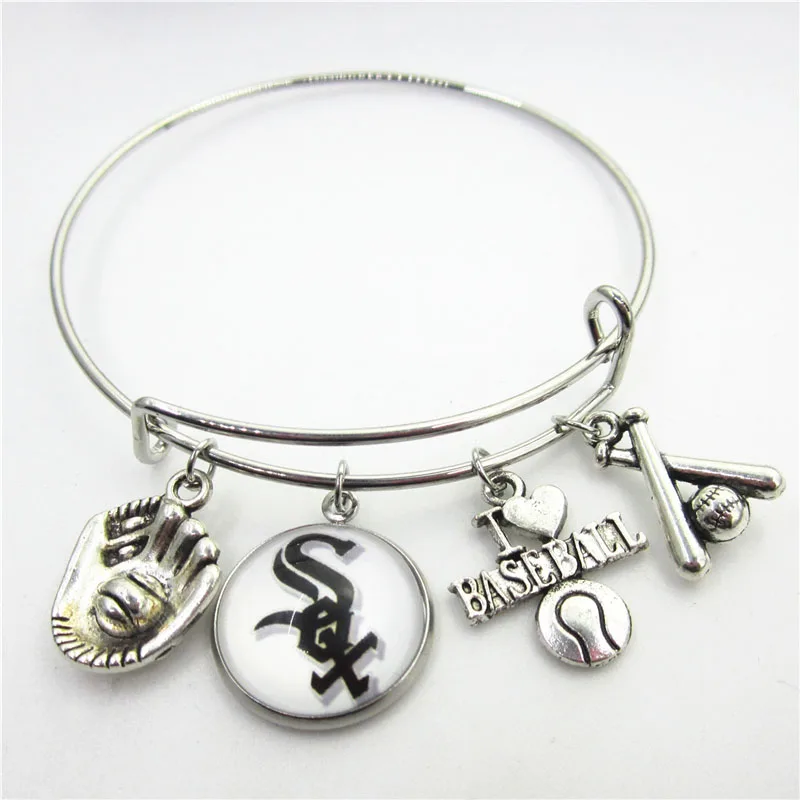 

US Baseball Team Chicago Dangle Charms DIY Necklace Earrings Bracelet Bangles Buttons Sports Jewelry Accessories