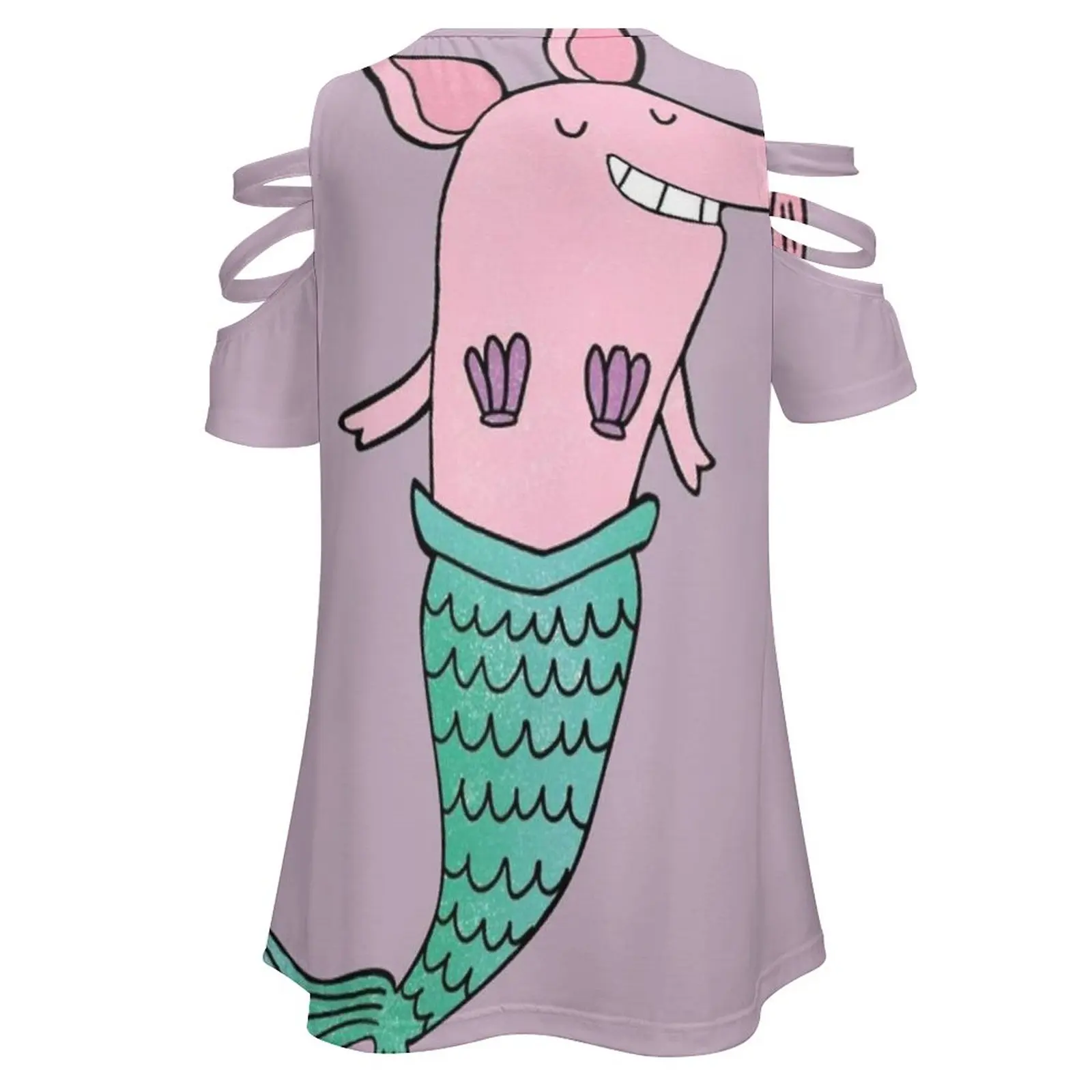 Русалка Свинья-Фиолетовый модный принт Женская футболка для девочек Harajuku Топы и