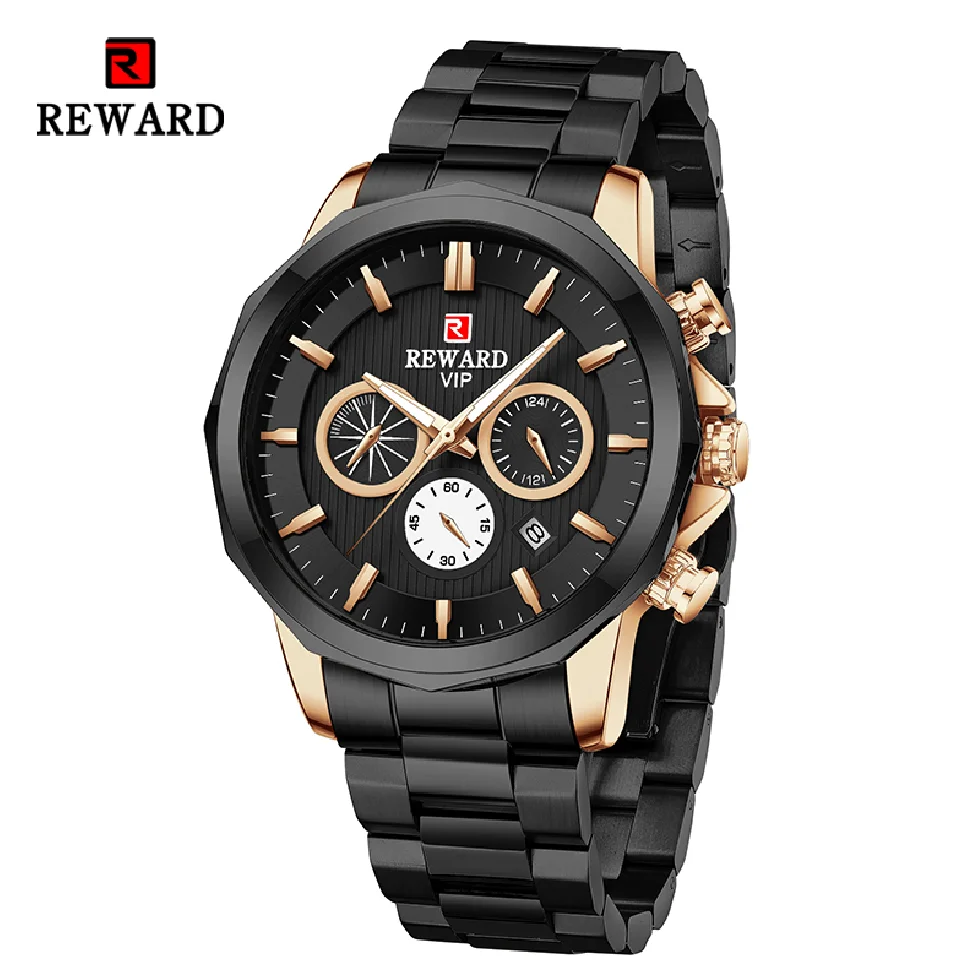 

REWARD Stainless Steel Wristwatch Man Top Brand Business Dress Wrist Watch for Men Clock Date Luminous Quartz Watches