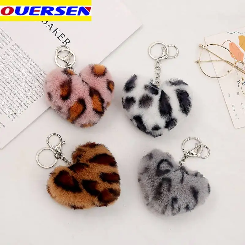 

2023 Leopard Print Love Plush Keychain Winter Ladies Bag Pendant Fashion All-match Hair Ball Car Pendant Small Gifts