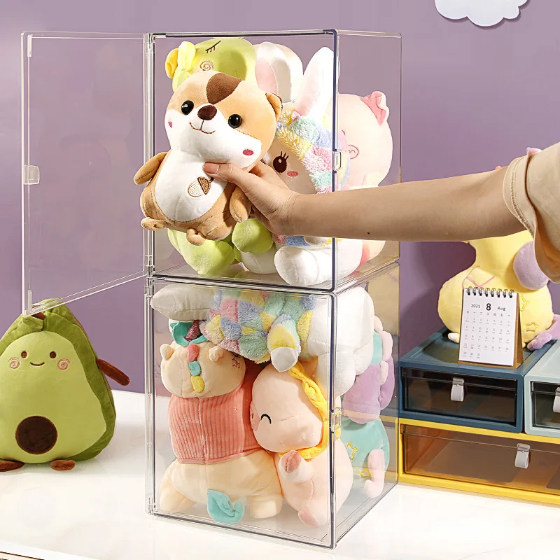 

Plush Toy Storage Box Transparent Plastic Large-capacity Doll Doll Storage Artifact Household Anti-dust Basket Column Box