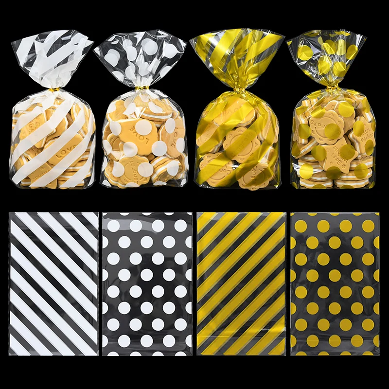 

50Pcs Gold White Dots Candy Bag Packaging Transparent Christmas Sweets Bags Wedding Favors Baby Shower Birthday Party Decor