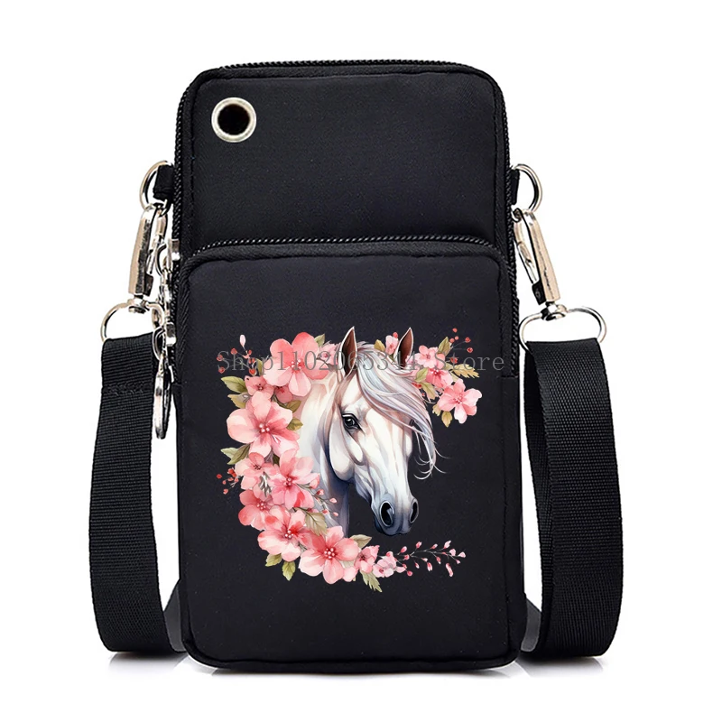 2024 маленькие сумки через плечо на молнии женские акварельные с принтом лошади