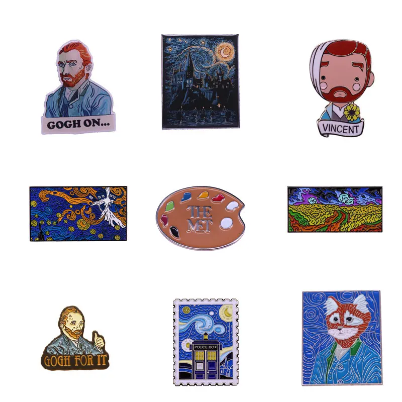 

Art Figures Hard Enamel Pins Collect Creativity Van Gogh Metal Cartoon Brooch Backpack Collar Lapel Badges Fashion Jewelry Gift