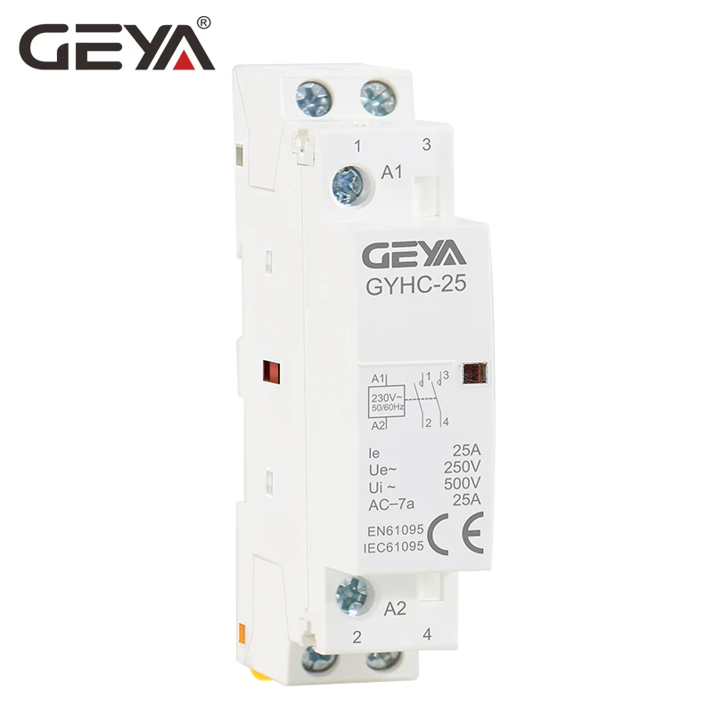 Бытовой модульный контактор GEYA Din-рейки 2P 16A 20A 25A 2NC 2NO 1NO1NC 50/60 Гц автоматический