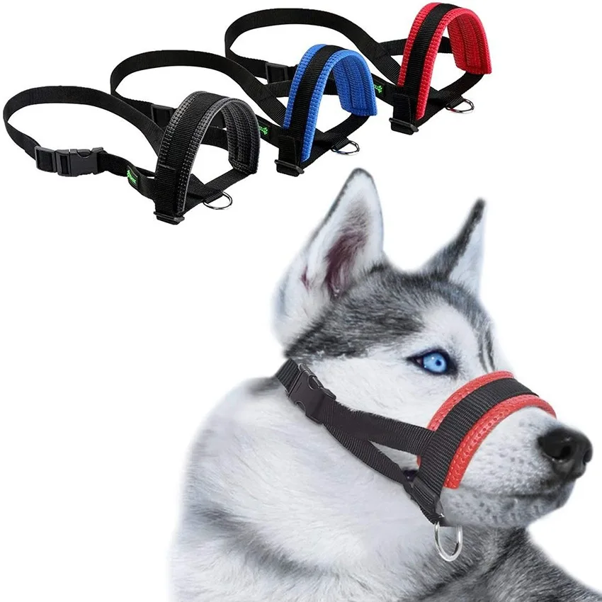 

Dog Muzzle Anti Barking Training Soft Nylon Pet Mouth Mask Harness for Small Large Dogs Prevent from Biting Adjustable Muzzles