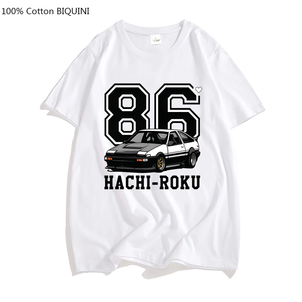

AE86 Hachi Roku Initial D T-shirt Japanese Anime Mens Short Sleeve Streetwear Oversized Crewneck Clothing Tops 100% Cotton Male