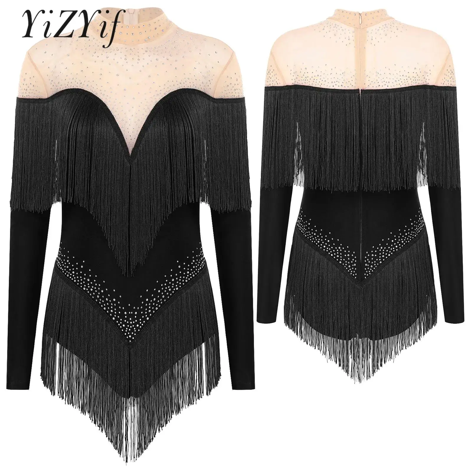 Женский купальник с кисточками для латинского танго ча-ча джаза балета танца