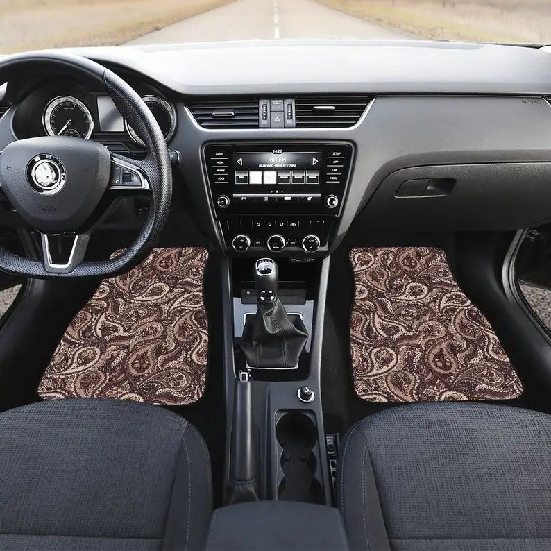 Brown Decor Car Floor Mats Set, Front and Back Floor Mats for Car, Car Accessories
