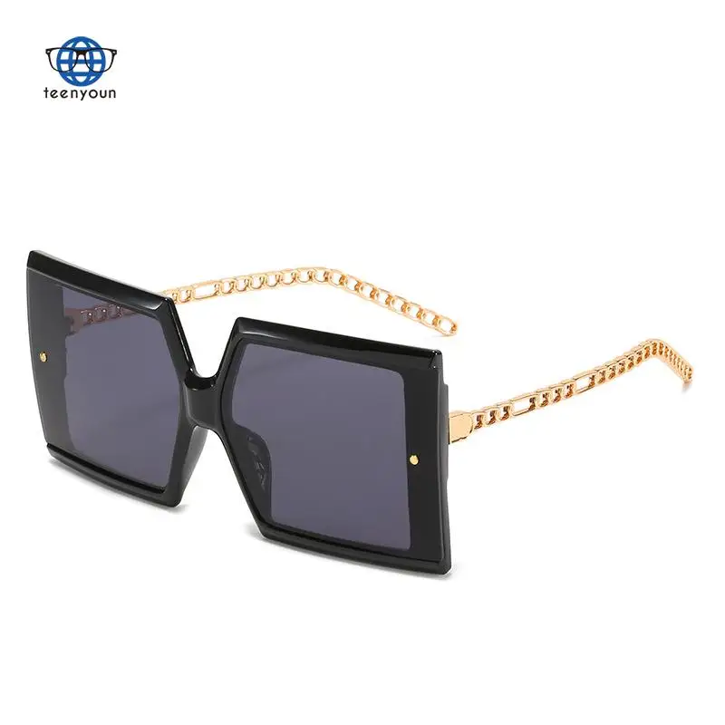 

Teenyoun Fashion Bar Shaped Large Square Sunglasses Women's Retro Rice Nails Punk Sun Glasses Eyewear Ins UV400 Glasse