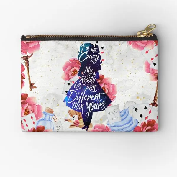 

Alice I Am Not Crazy Zipper Pouches Packaging Storage Women Pocket Socks Bag Small Underwear Panties Cosmetic Men Wallet Pure
