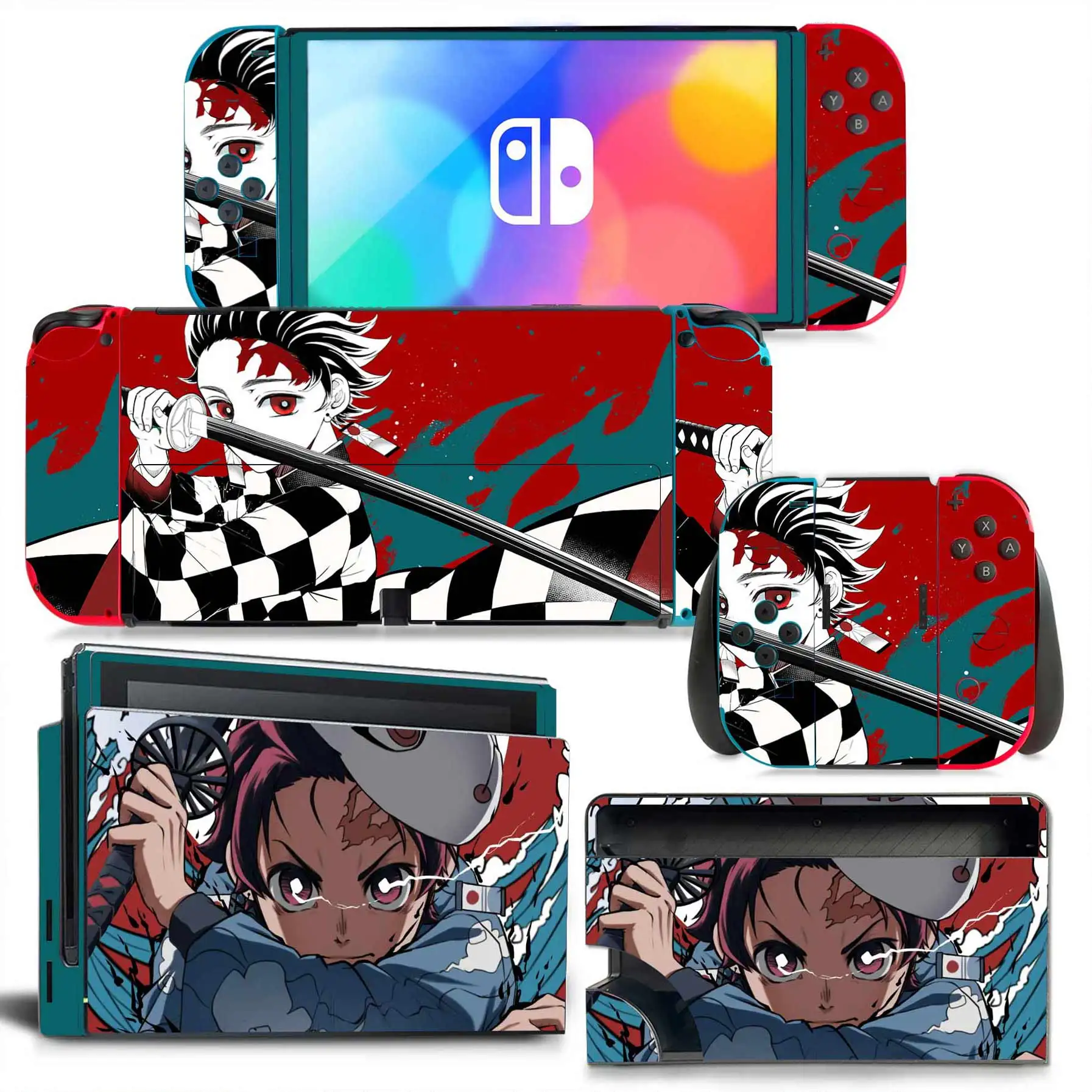 Demon Slayer Switch Oled Skin Sticker Decal Cover for Switch Oled Console Skin Dock Joy Con Wrap Full Wrap Decal NS OLED Vinyl