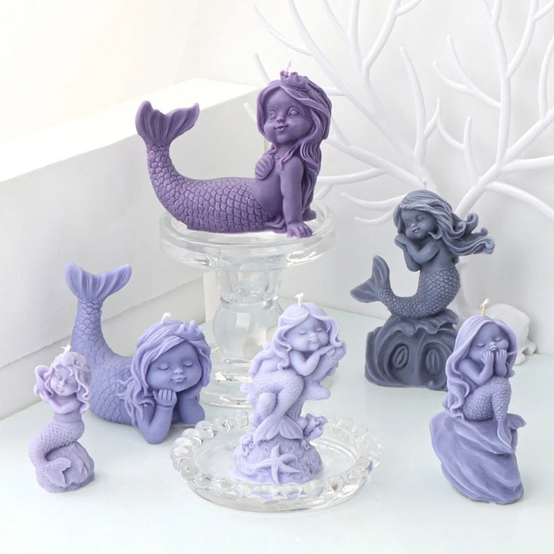 3D силиконовая форма для свечей-русалок выпечки шоколада сделай сам формы мыла