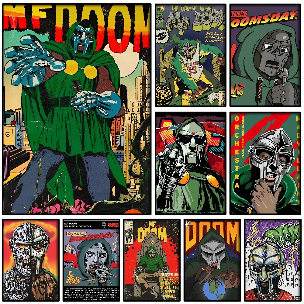 1 Шт. Mf Doom Эстетический Плакат С Комиксами Nas &amp Michael Jackson Music Art Самоклеящаяся