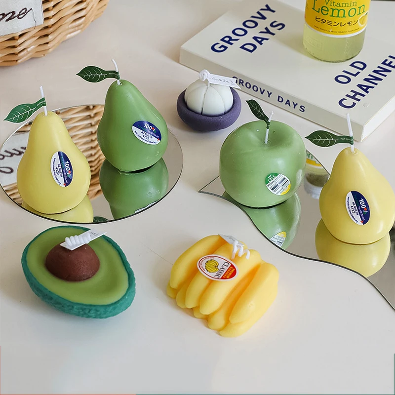 

Creative fruit shaped scented candles table decoration and accessories fruit sets home decorative aromatic candles shooting prop