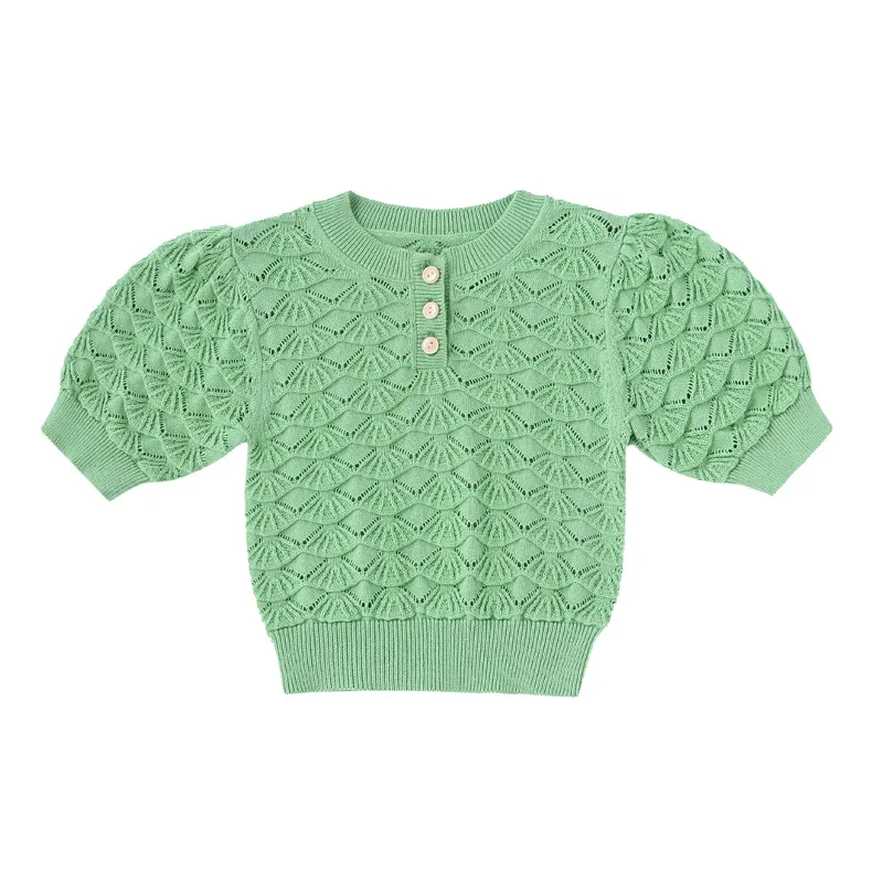

RiniLucia Summer Children Sweaters 2023 New Kids Knitting Pullovers Tops for Baby Girl Boy solid short sleeve Sweaters 2023 New