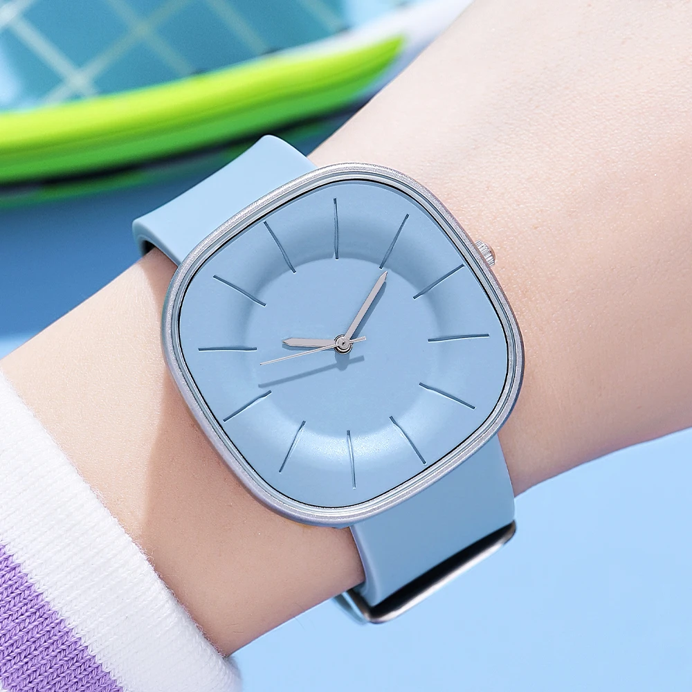 GEDI Fashion Minimalist Square Ladies Quartz Watches Simple 38mm Big Dial Silicone Strap Waterproof Sport Watch for Women Girls