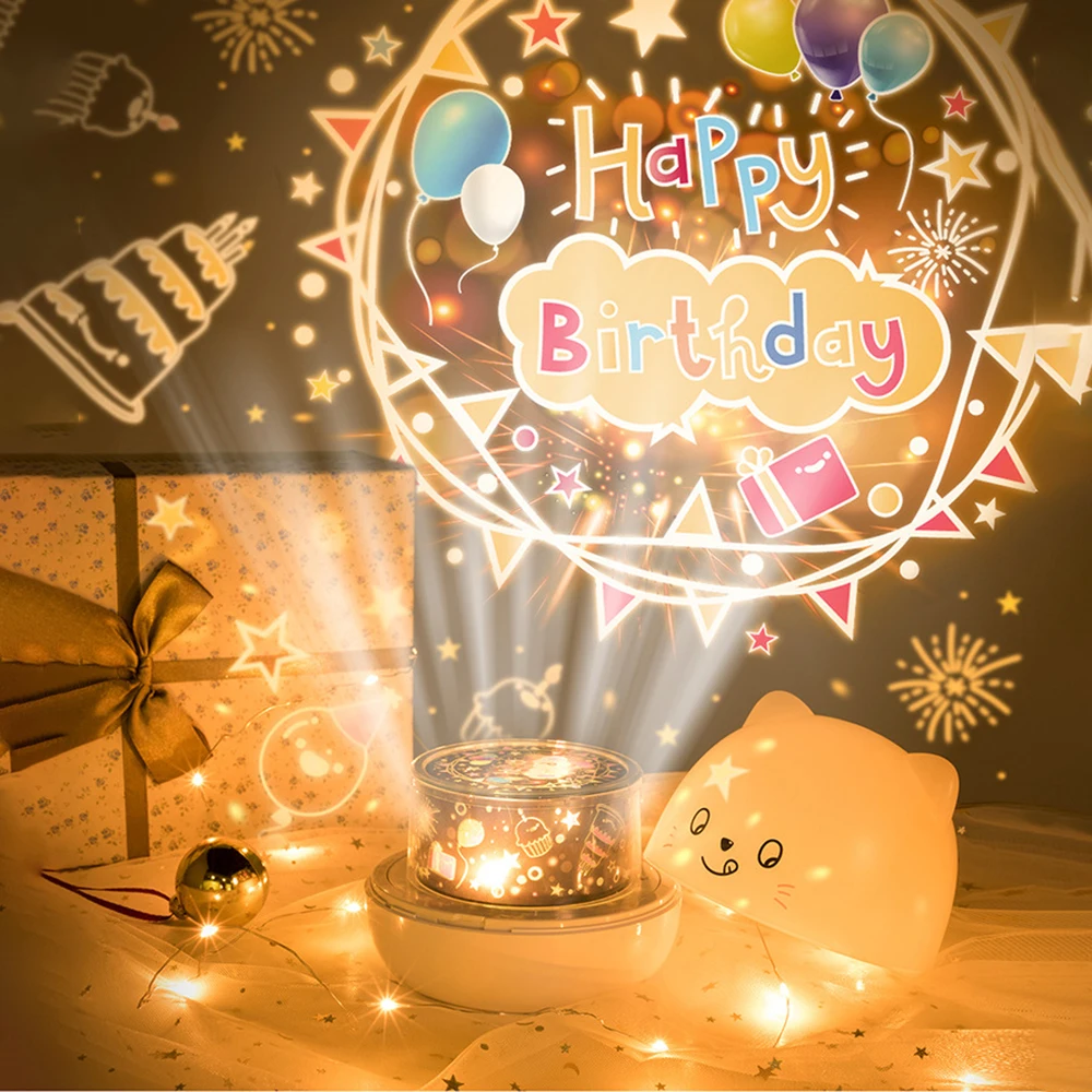 

Children Music Projector Lamp USB Rechargeable Rotate Light For Kids Bedside Bedroom Decoration Cute Bear LED Night Lamp Starry