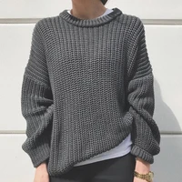 autumn loose sweater women 2021 new korean elegant knitted sweater oversized warm womens pullover fashion solid color top