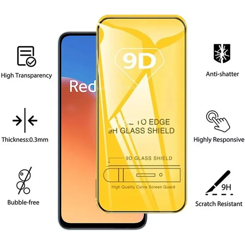 Защитная пленка 9D для Xiaomi Redmi 12 12C A1 A2 Plus K60 Pro закаленное стекло 10C 10A 10 9T 9C 9A 9I 9 8A 8 7A 7