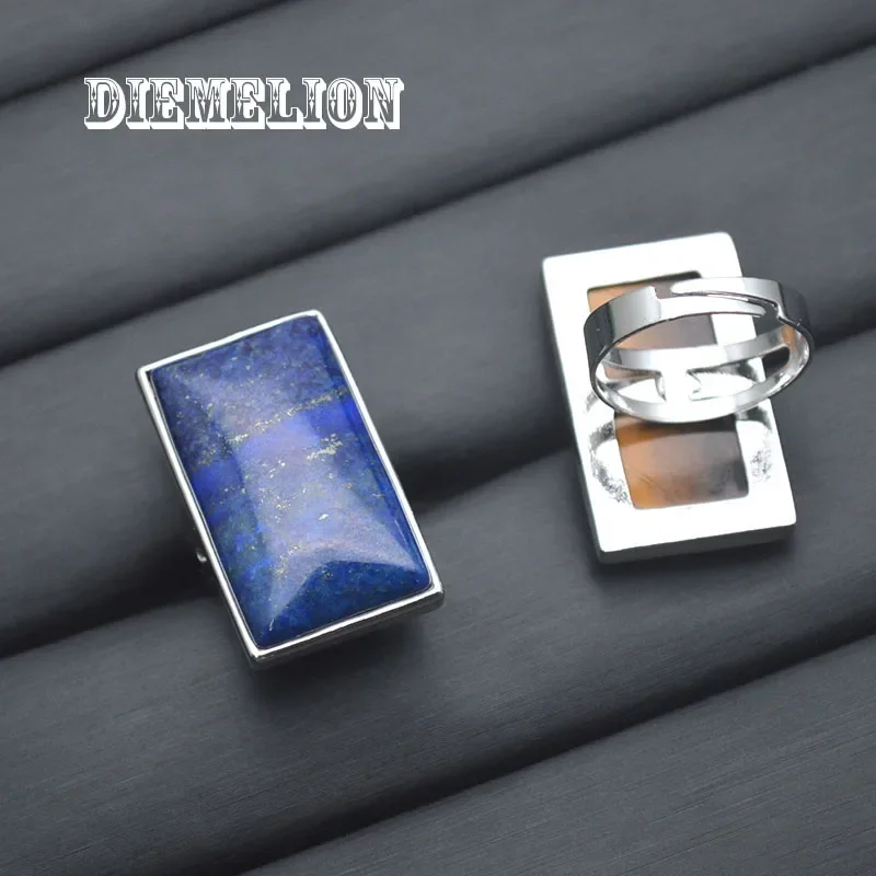 Кольцо с натуральным камнем для мужчин и женщин прямоугольное ювелирное изделие