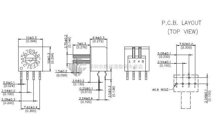 Поворотный переключатель кодировщика 0-F с ручкой 16 бит 8421C положительный код 4:1